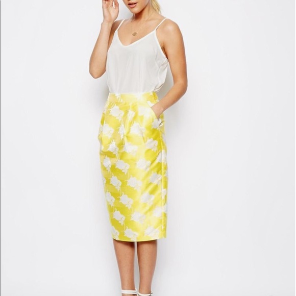 ASOS Dresses & Skirts - ASOS Textured Yellow Midi Skirt ASOS Dresses & Skirts - ASOS Textured Yellow Midi Skirt